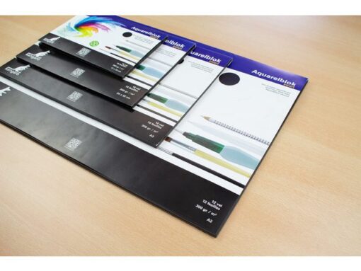 Aquarelpapier Kangaro blok A2 300 gram 12 vel zwart, 3      zijden verlijmd