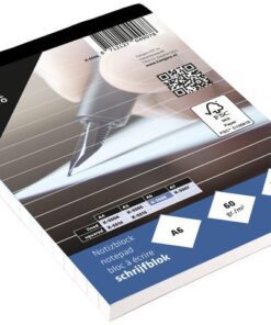 school of thuis. Het schrijfblok is kopgeniet met zwart kapbandlinnen aan de bovenkant en het papier is voorzien van microperforatie zodat je gemakkelijk kunt bladeren