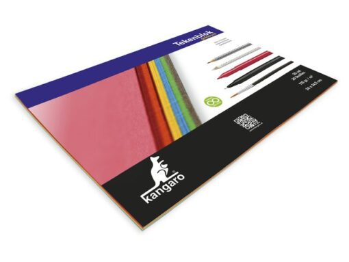 Tekenblok Kangaro A4+ (24x34,5cm) 110 gram 20 vel assorti
