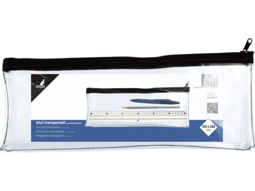 Kangaro KTC Etui Kangaro transparant 125x330mm zwarte rits