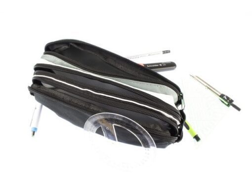 Kangaro KTC Etui Kangaro 3 vaks zwart/wit/grijs ca 25x9x11cm