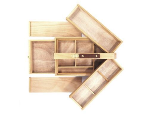 Multifunctionele gereedschapskist Kangaro 3 lagen, 4 laden  beukenhout met handvat 23.5x13x34cm