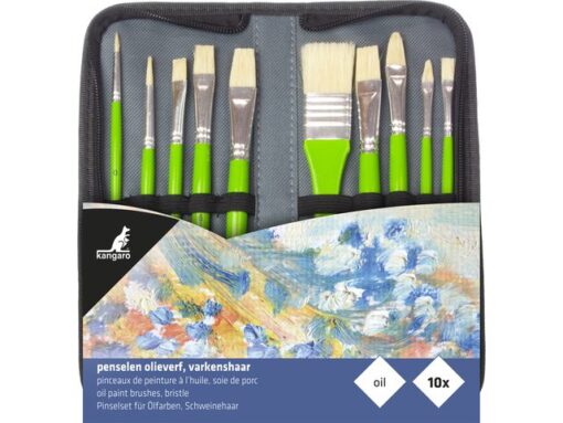 Penselen Kangaro olieverf set van 10stuks in etui