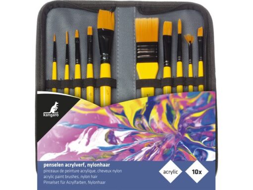 Penselen Kangaro acrylverf set van 10stuks in etui