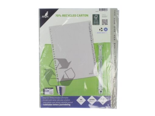 Kangaro KTC Tabblad ECO Kangaro A4 letters 180 grams grijs karton       23-gaats 12-delig jan -dec