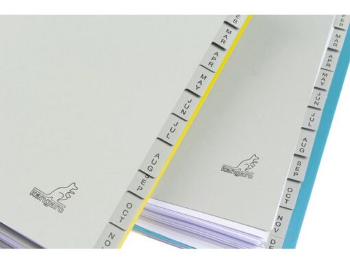 Kangaro KTC Tabblad ECO Kangaro A4 letters 180 grams grijs karton       4-gaats 12-delig jan -dec