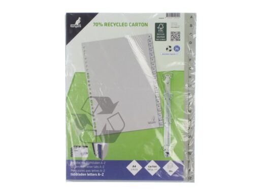 Kangaro KTC Tabblad ECO Kangaro A4 letters 180 grams grijs karton       23-gaats 20-delig
