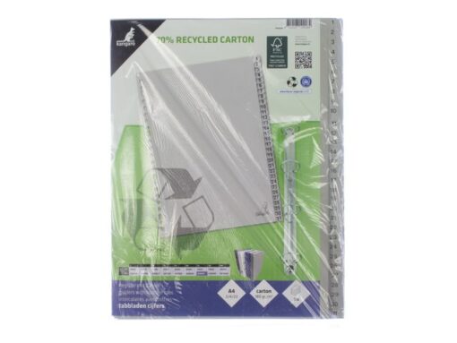 Kangaro KTC Tabblad ECO Kangaro A4 cijfers 180 grams grijs karton       23-gaats 31-delig