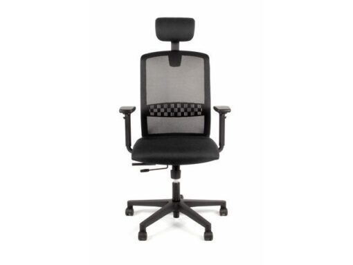 Linea Fabric Bureaustoel Linea Tekna 01/PT zwart/zwart met 3D armleuning en hoofdsteun