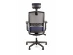 Linea Fabric Bureaustoel Linea Tekna 01/PT zwart/blauw met 3D armleuning en hoofdsteun