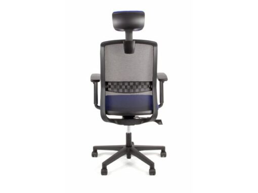 Linea Fabric Bureaustoel Linea Tekna 01/PT zwart/blauw met 3D armleuning en hoofdsteun