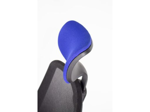 Linea Fabric Bureaustoel Linea Tekna 01/PT zwart/blauw met 3D armleuning en hoofdsteun
