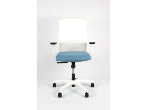 Linea Fabric Bureaustoel Linea Tekna White 01 l.blauw/wit met 3D         armleuning