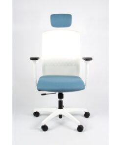4 kg. Kleur stof blauw/wit. De bureaustoel wordt geleverd met 5 jaar garantie en is voorzien van Arbo norm EN1335. Made in Italy.