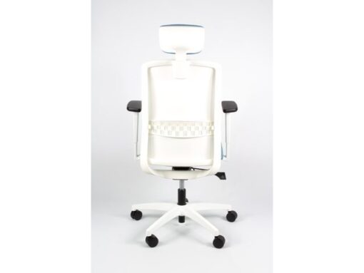 Linea Fabric Bureaustoel Linea Tekna White 01/PT l.blauw/wit met 3D      armleuning en hoofdsteun