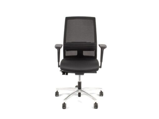 Linea Fabric Bureaustoel Linea Omnia 01 zwart/zwart met 3D armleuning en aluminium voet