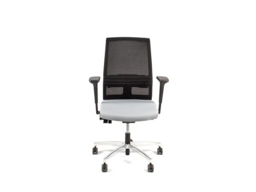 Linea Fabric Bureaustoel Linea Omnia 01 zwart/grijs met 3D armleuning en aluminium voet