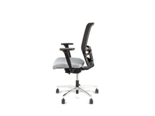 Linea Fabric Bureaustoel Linea Omnia 01 zwart/grijs met 3D armleuning en aluminium voet