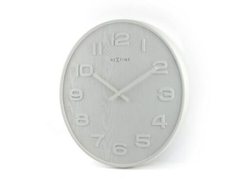 Wandklok Nextime dia. 53 x 3 cm, hout, wit, 'Wood Wood Big'