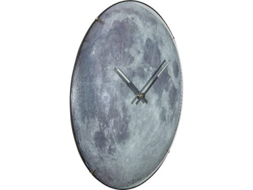 Wandklok NeXtime dia. 35 cm, bol glas, 'blauw Moon dome'