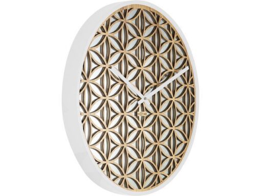 Wandklok NeXtime dia. 50 cm, hout/spiegel, wit