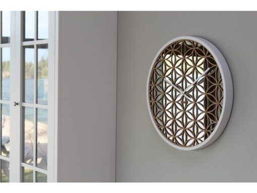 Wandklok NeXtime dia. 50 cm, hout/spiegel, wit