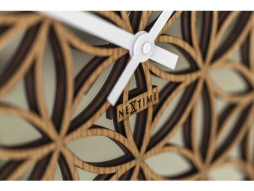 Wandklok NeXtime dia. 50 cm, hout/spiegel, wit