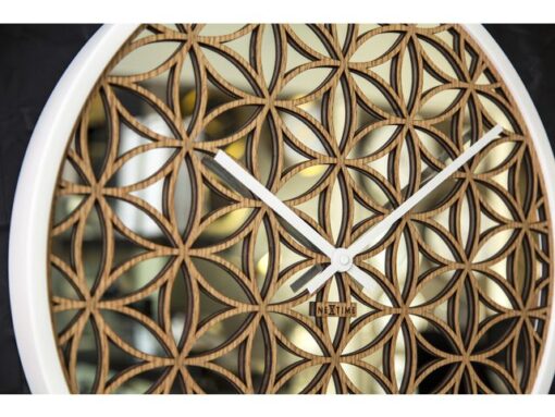 Wandklok NeXtime dia. 50 cm, hout/spiegel, wit