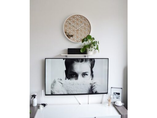 Wandklok NeXtime dia. 50 cm, hout/spiegel, wit