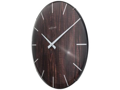 Wandklok Nextime Edge-Wood-Dome dia 35cm kunststof bruin