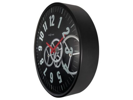 Wandklok Nextime 36cm Gear Clock zwart metaal/glas
