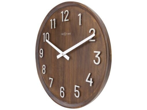 Grote wandklok - 50cm- Stille klok - Walnoot hout - NeXtime "Precious"