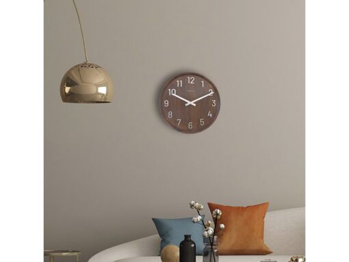 Grote wandklok - 50cm- Stille klok - Walnoot hout - NeXtime "Precious"