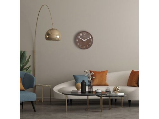 Grote wandklok - 50cm- Stille klok - Walnoot hout - NeXtime "Precious"