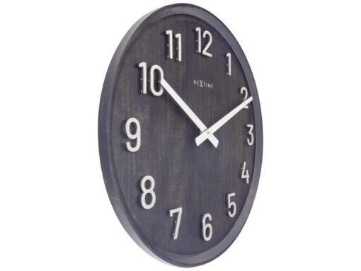 Grote wandklok - 50cm- Stille klok - Walnoot - zwart -      NeXtime "Precious"