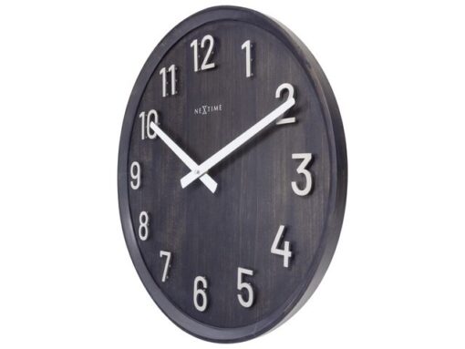 Grote wandklok - 50cm- Stille klok - Walnoot - zwart -      NeXtime "Precious"