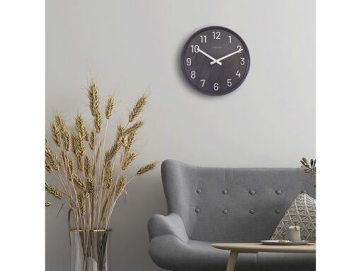 Grote wandklok - 50cm- Stille klok - Walnoot - zwart -      NeXtime "Precious"