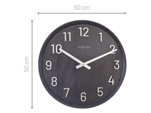 Grote wandklok - 50cm- Stille klok - Walnoot - zwart -      NeXtime "Precious"