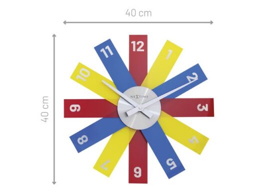 Design wandklok - 40cm- Stille klok - Multicolor - Acryl -  NeXtime "Plexi"