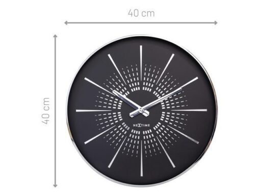 Stille wandklok - 40cm- Zwart - Metaal -NeXtime "Excentric"