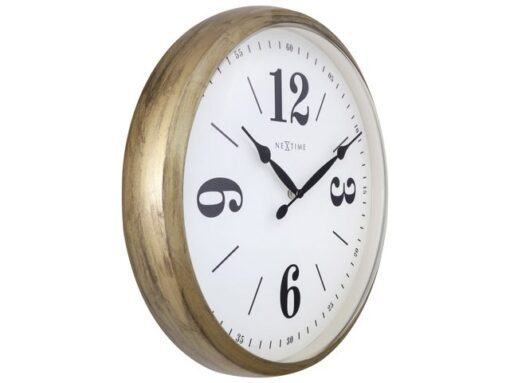 Landelijke wandklok - 39cm - Stille klok - Wit/ Goud-       NeXtime "Classic"