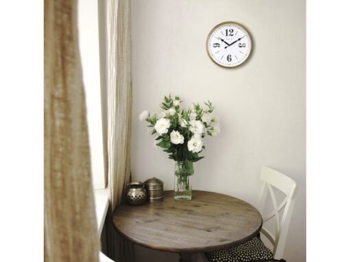 Landelijke wandklok - 39cm - Stille klok - Wit/ Goud-       NeXtime "Classic"