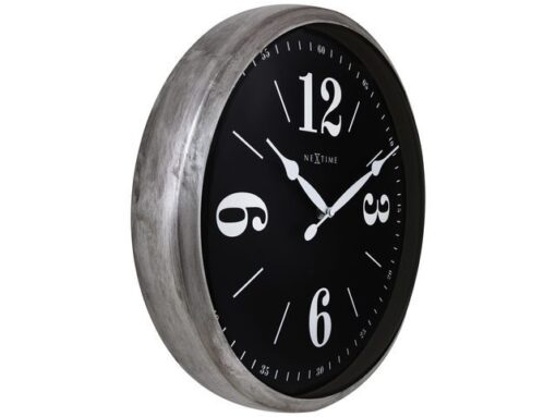 Landelijke wandklok - 39cm - Stille klok - Wit/ ZIlver -    NeXtime "Classic"