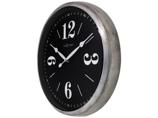 Landelijke wandklok - 39cm - Stille klok - Wit/ ZIlver -    NeXtime "Classic"