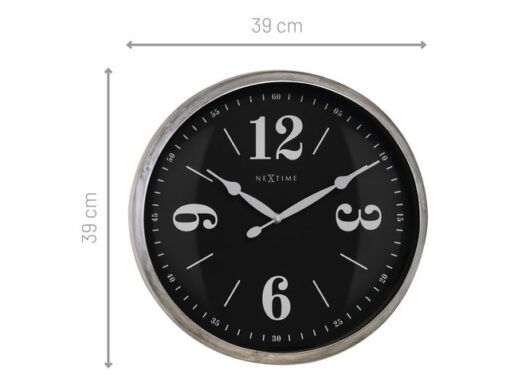 Landelijke wandklok - 39cm - Stille klok - Wit/ ZIlver -    NeXtime "Classic"