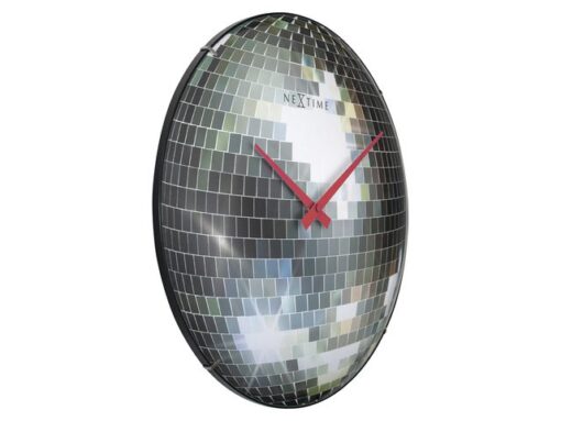 Stille wandklok - 35cm - Discobal - Koepelvormig glas -     NeXtime "Disco Ball"