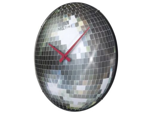 Stille wandklok - 35cm - Discobal - Koepelvormig glas -     NeXtime "Disco Ball"