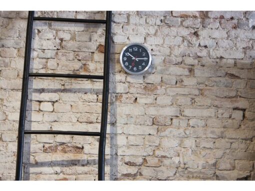 Wandklok NeXtime 'Station' Ø19 cm, geborsteld aluminium     zwart