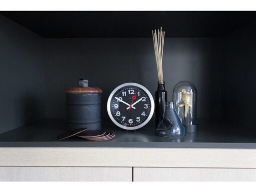 Wandklok NeXtime 'Station' Ø19 cm, geborsteld aluminium     zwart
