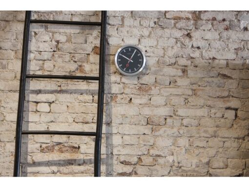 Wandklok NeXtime 'Station' Ø19 cm, geborsteld aluminium     zwart